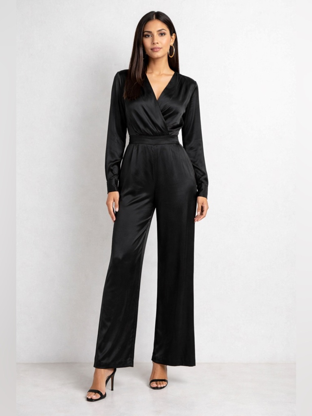 & Other Stories Striped Satin Jacquard Jumpsuit Black Size 0 Minimalist Formal